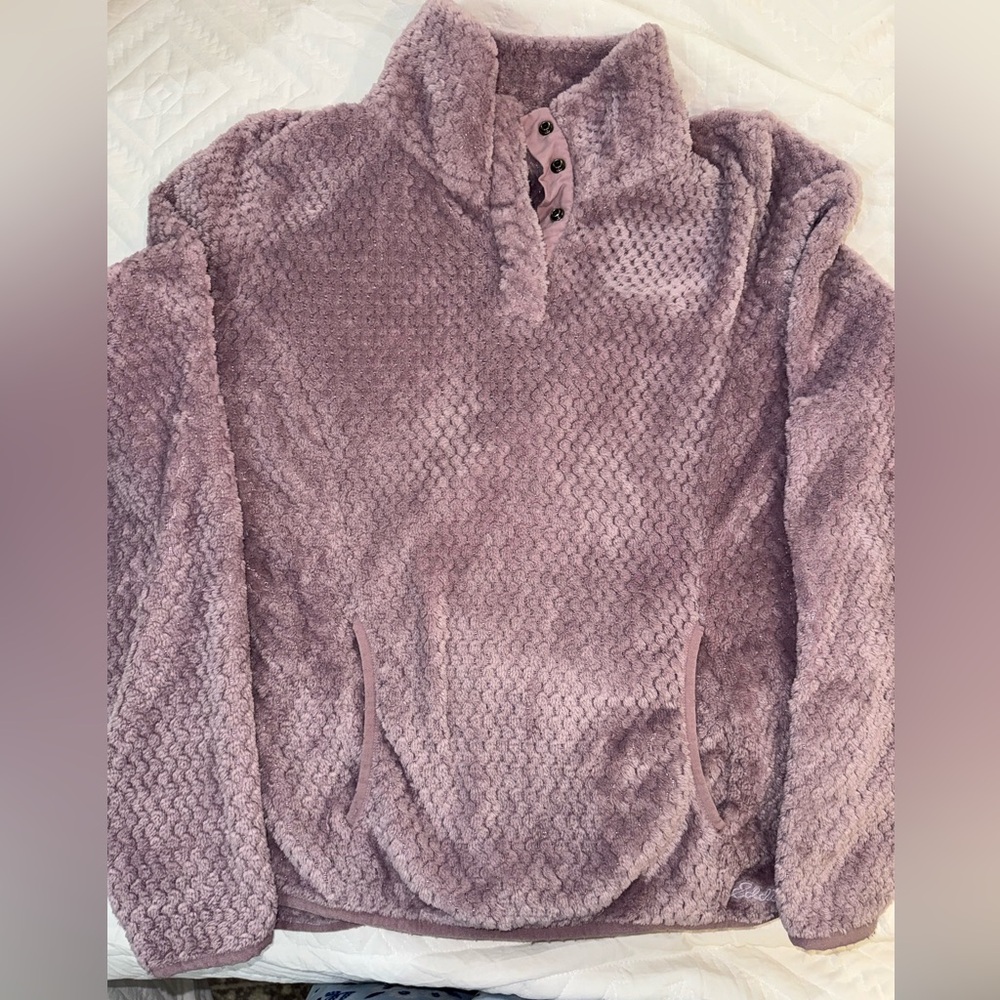 American Eagle Outfitters Plush Quarter-Snap Pullover - Dusty Mauve